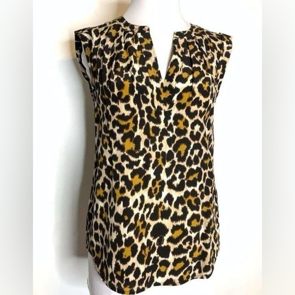 J. Crew silk leopard print sleeveless blouse size 00 - Picture 4 of 7